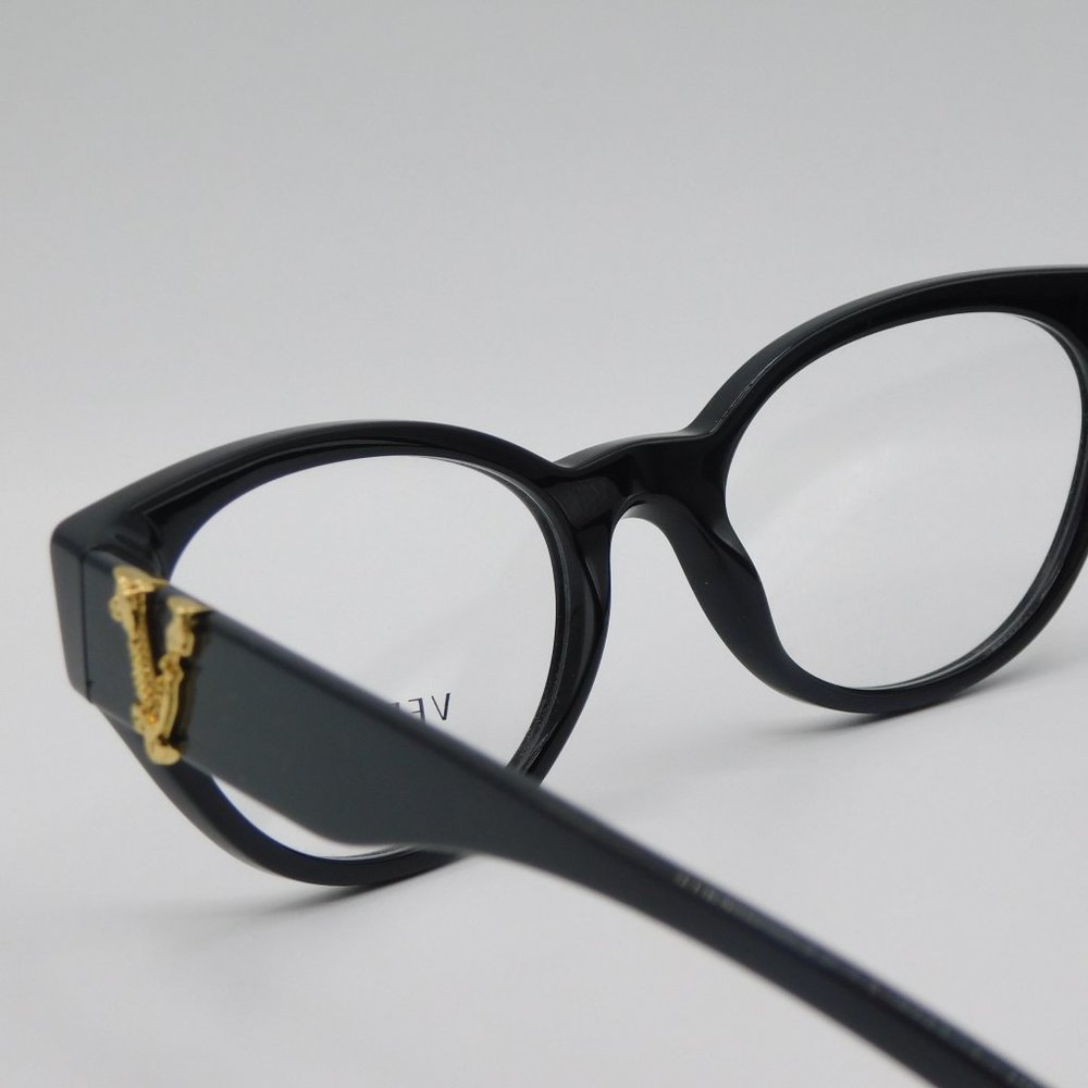 NEW VERSACE VE3282 GB1 BLACK CAT EYE WOMEN AUTHENTIC EYEGLASSES 53-19-140 - Picture 6 of 11